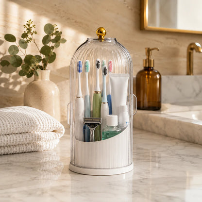 360° Rotating Bathroom Organizer — Toothbrush, Makeup & Accessories