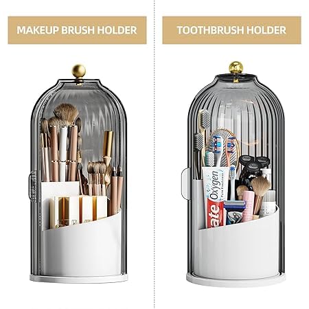 360° Rotating Bathroom Organizer — Toothbrush, Makeup & Accessories