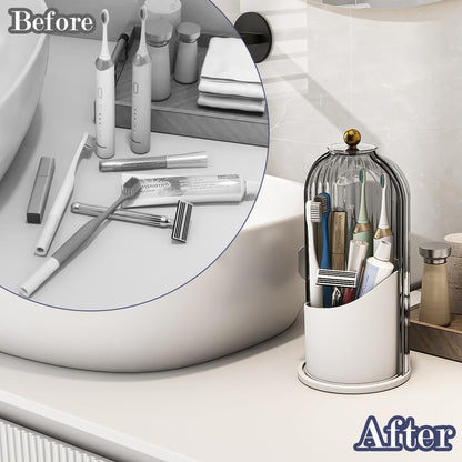 360° Rotating Bathroom Organizer — Toothbrush, Makeup & Accessories